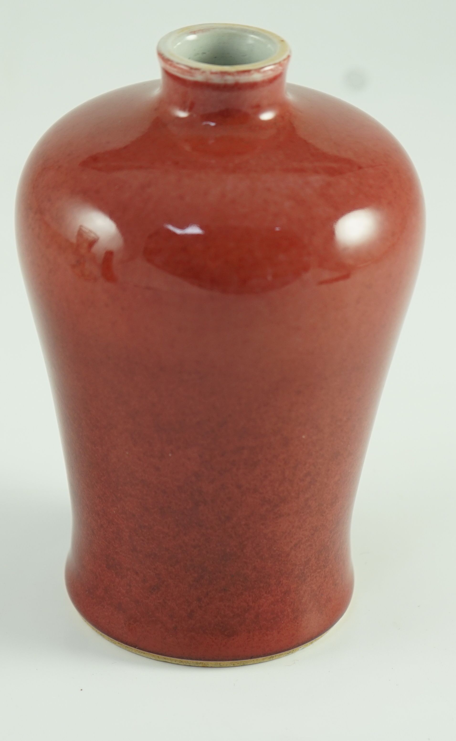 A Chinese sang-de-boeuf glazed meiping, Langyao, probably late Qing dynasty, 14.5cm high